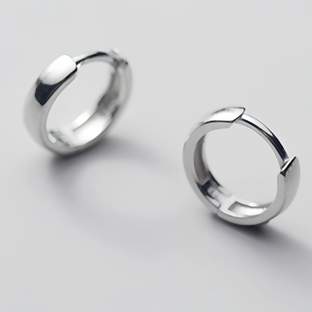 Solid Silver Tiny Huggie Earrings- Sh005 12mm - image 5